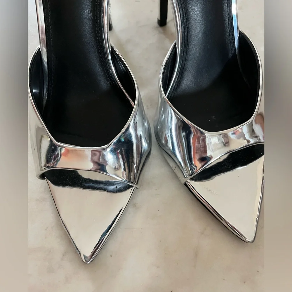 😎 Black Suede Studio Brea 100 heels mirrored silver - Picture 9 of 13